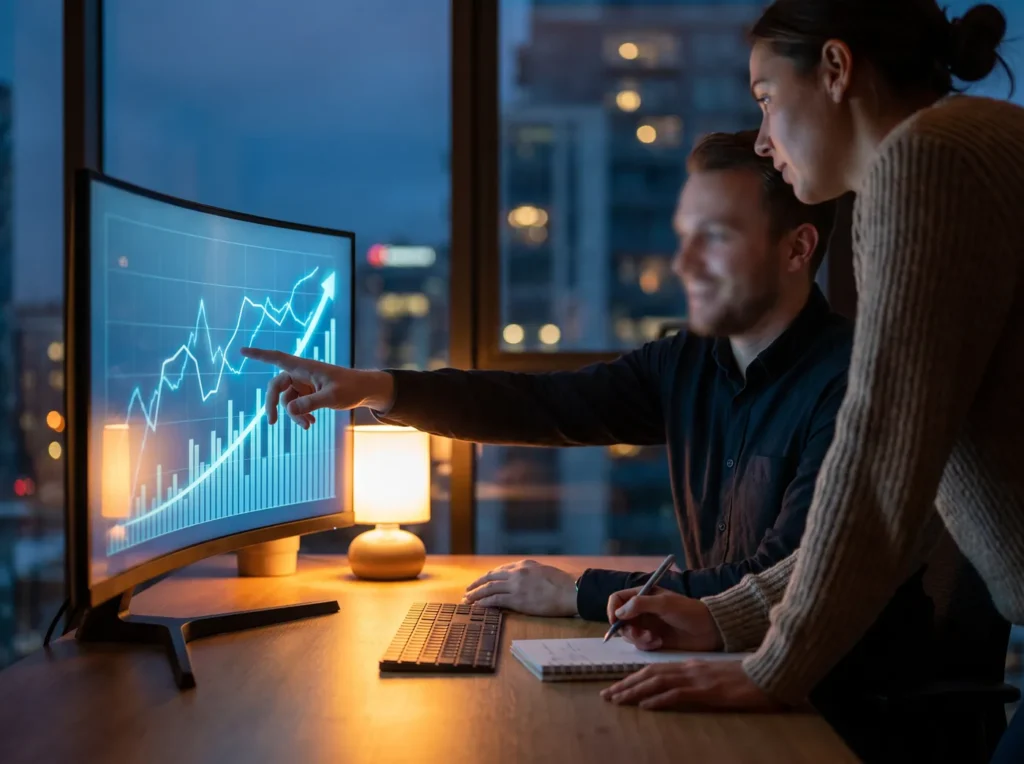 Reviewing rising search traffic on an analytics dashboard